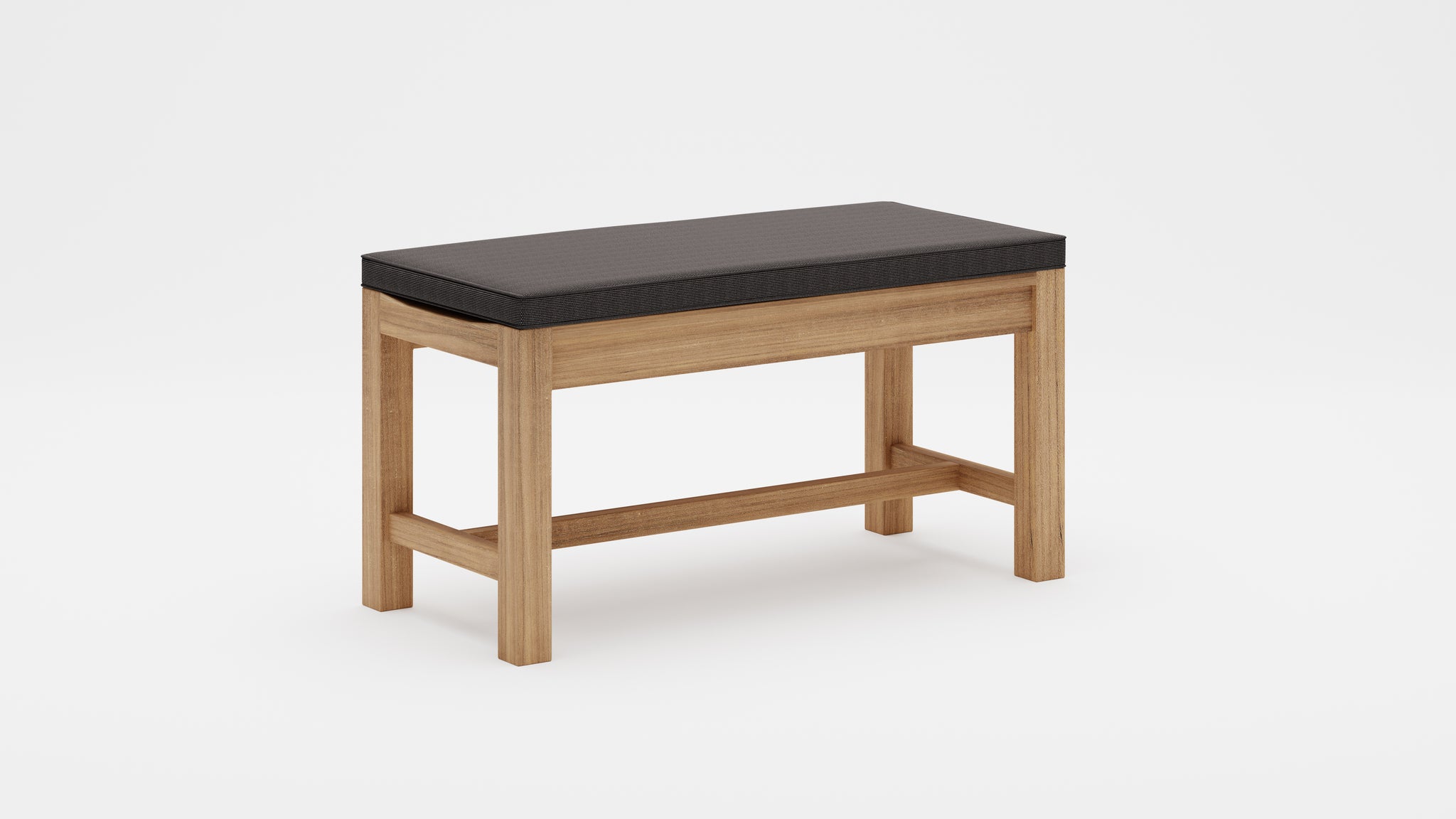 Backless Teak Bench with graphite cushion