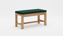 Backless Teak Bench with green cushion