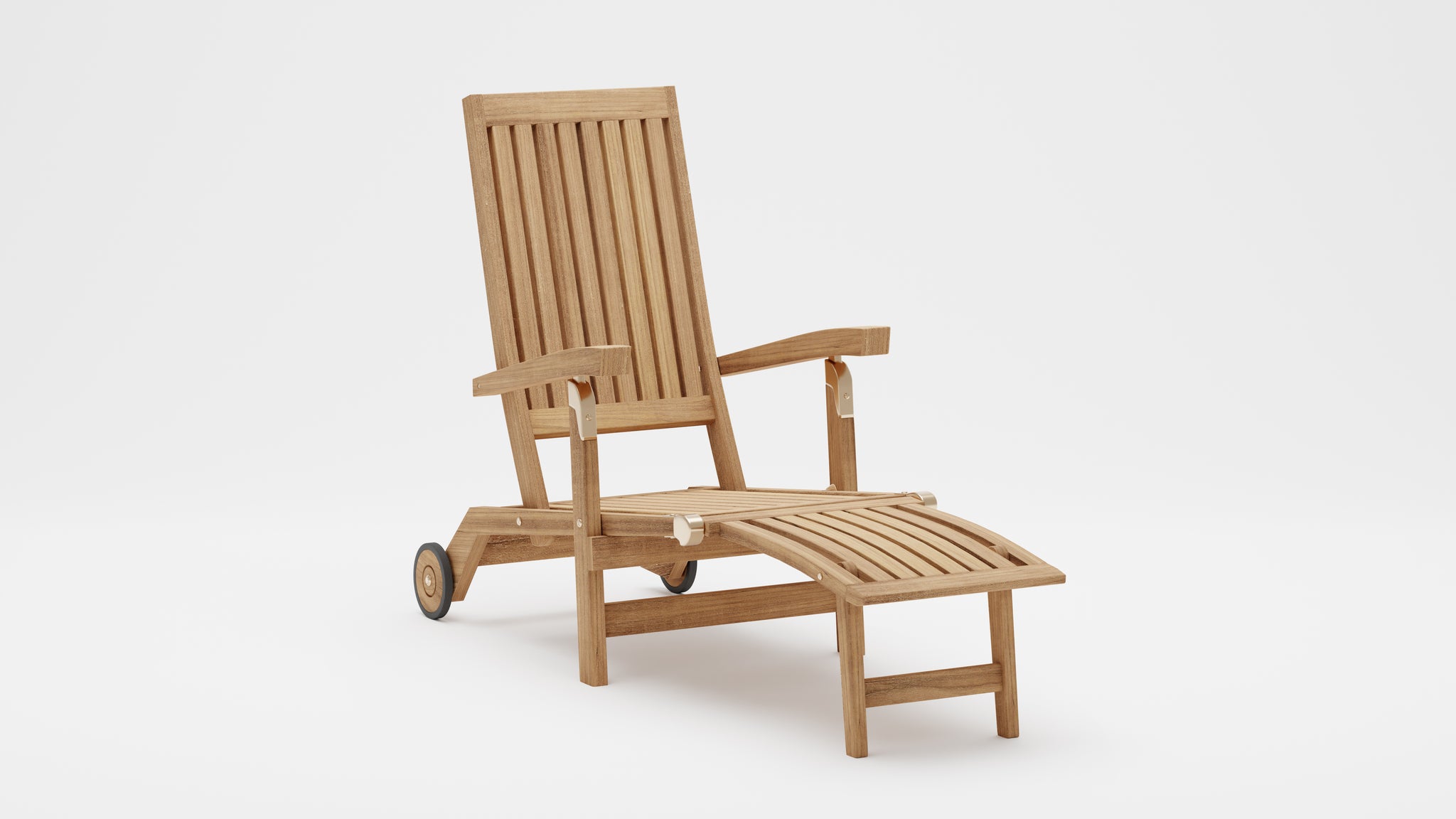 A Deluxe Teak Steamer Chair With Wheels