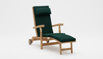 Teak Steamer Chair with Green Cushion