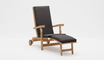 Deluxe Teak Steamer Chair With Wheels and Graphite Cushion