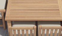 Fixed Rectangular Teak Table and Salisbury Dining Chair Set