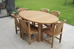Teak Oval Garden Dining Table with Winchester Dining Chair Set