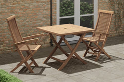 Folding Square Teak Table with Folding Lincoln Carver Chairs