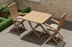 Folding Square Teak Table with Folding Lincoln Carver Chairs