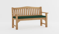 Hereford Teak Garden Bench 3 Seater 150cm  with Green Cushion
