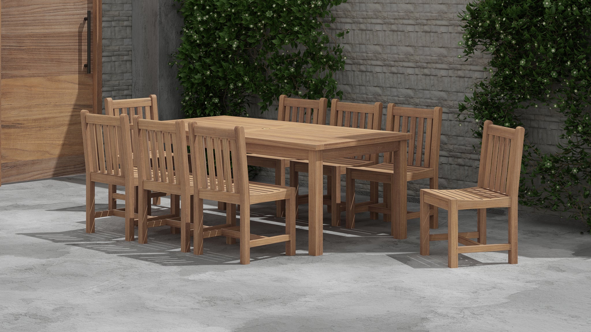 Rectangular Fixed Table & 8 Salisbury Dining Chair Set