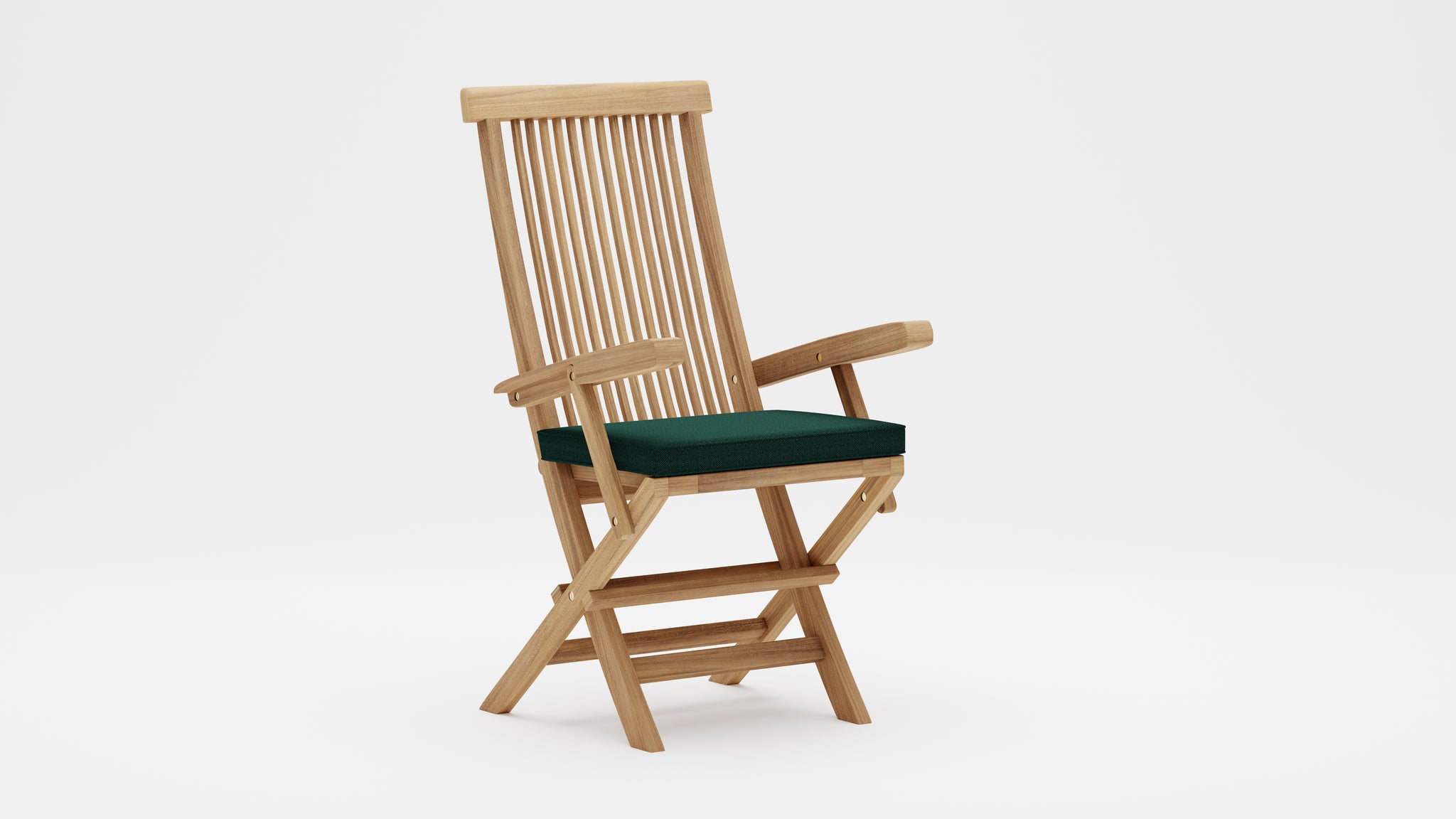 Folding Lincoln Carver Chair with Green Cushion