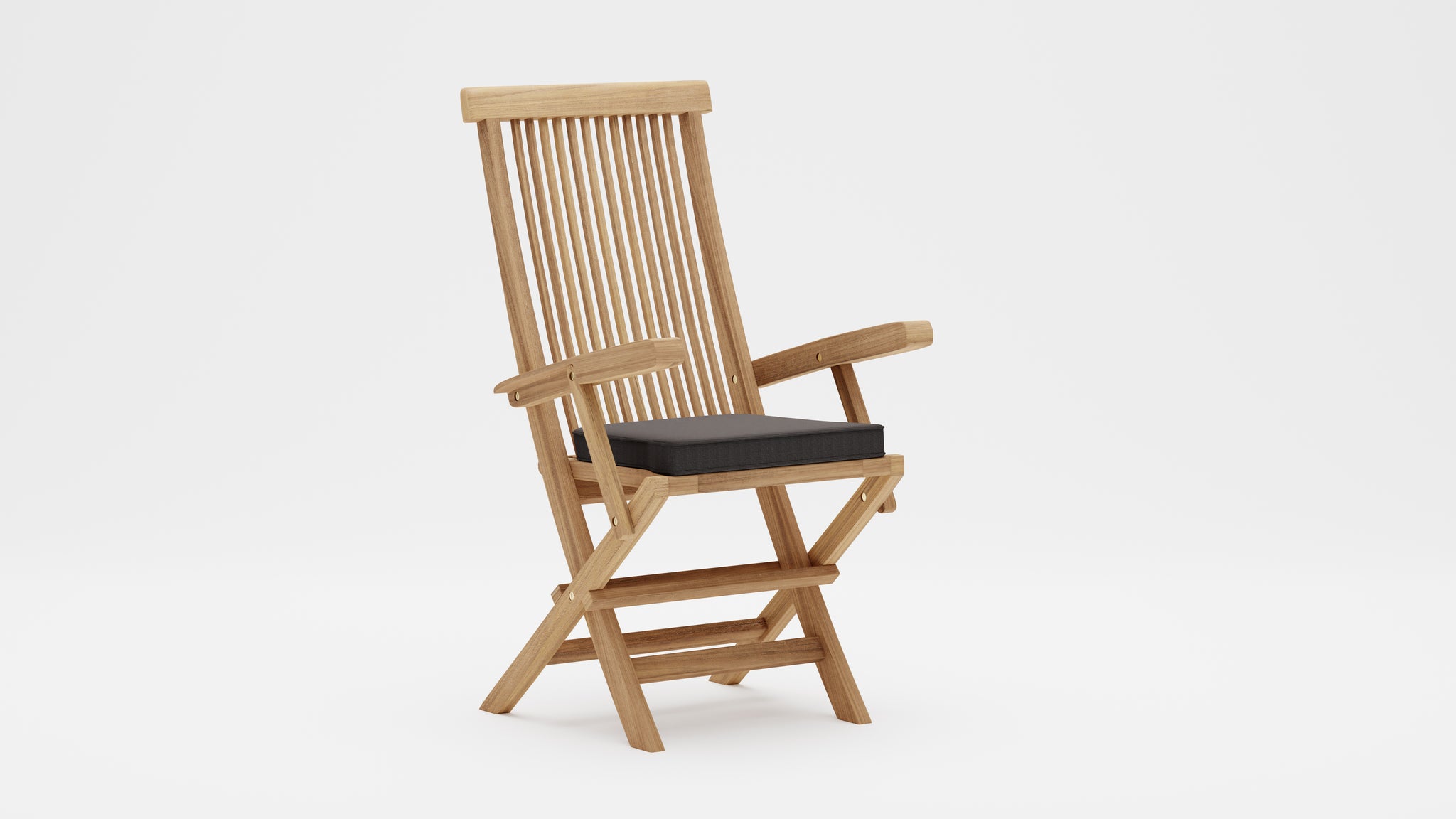 Lincoln Teak Folding Carver Chair with Graphite Cushion