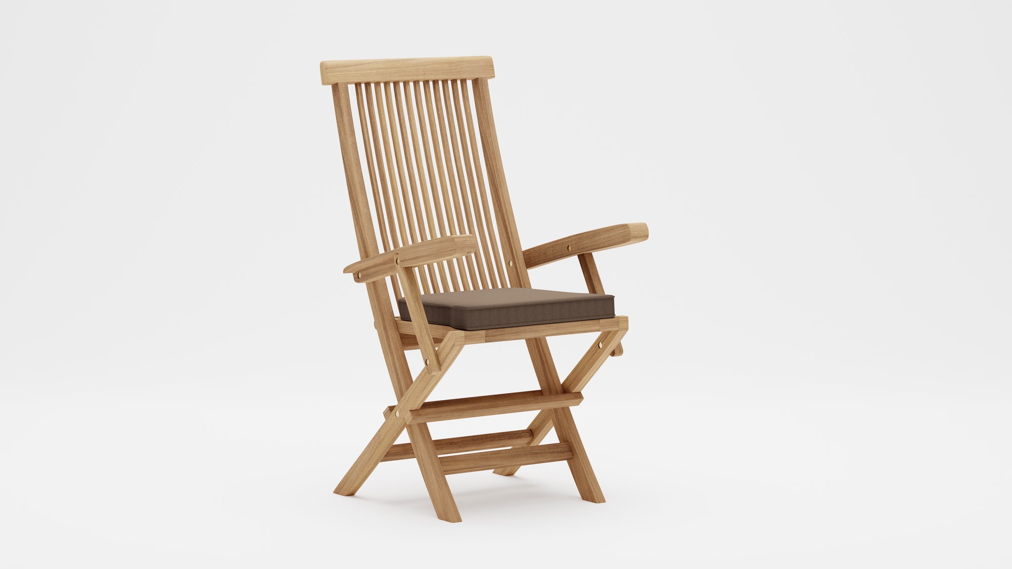 Lincoln Teak Folding Carver Chair with Taupe Cushion