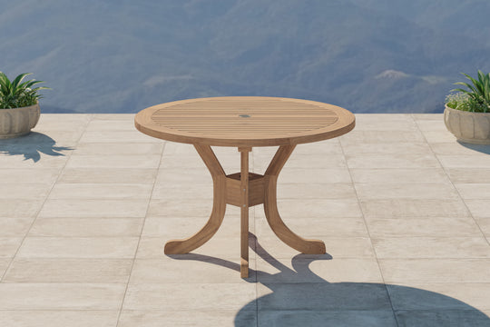 Teak Pedestal Garden Table 120cm