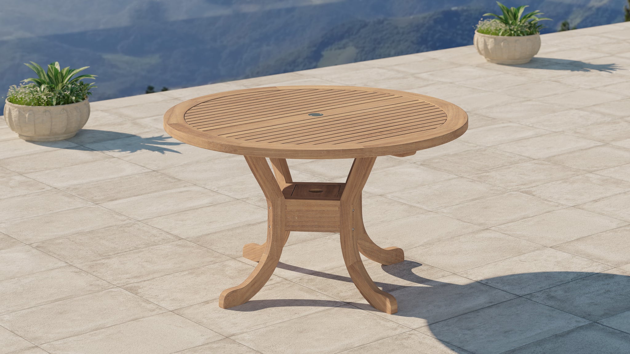 Teak Pedestal Garden Table 135cm