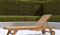 Teak Sun Lounger With Wheels & Optional Pull Out Tray