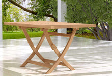 Rectangular Folding Teak Garden Table   Side View