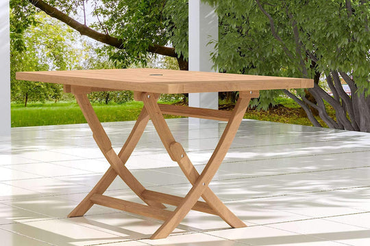 Rectangular Folding Teak Garden Table   Side View