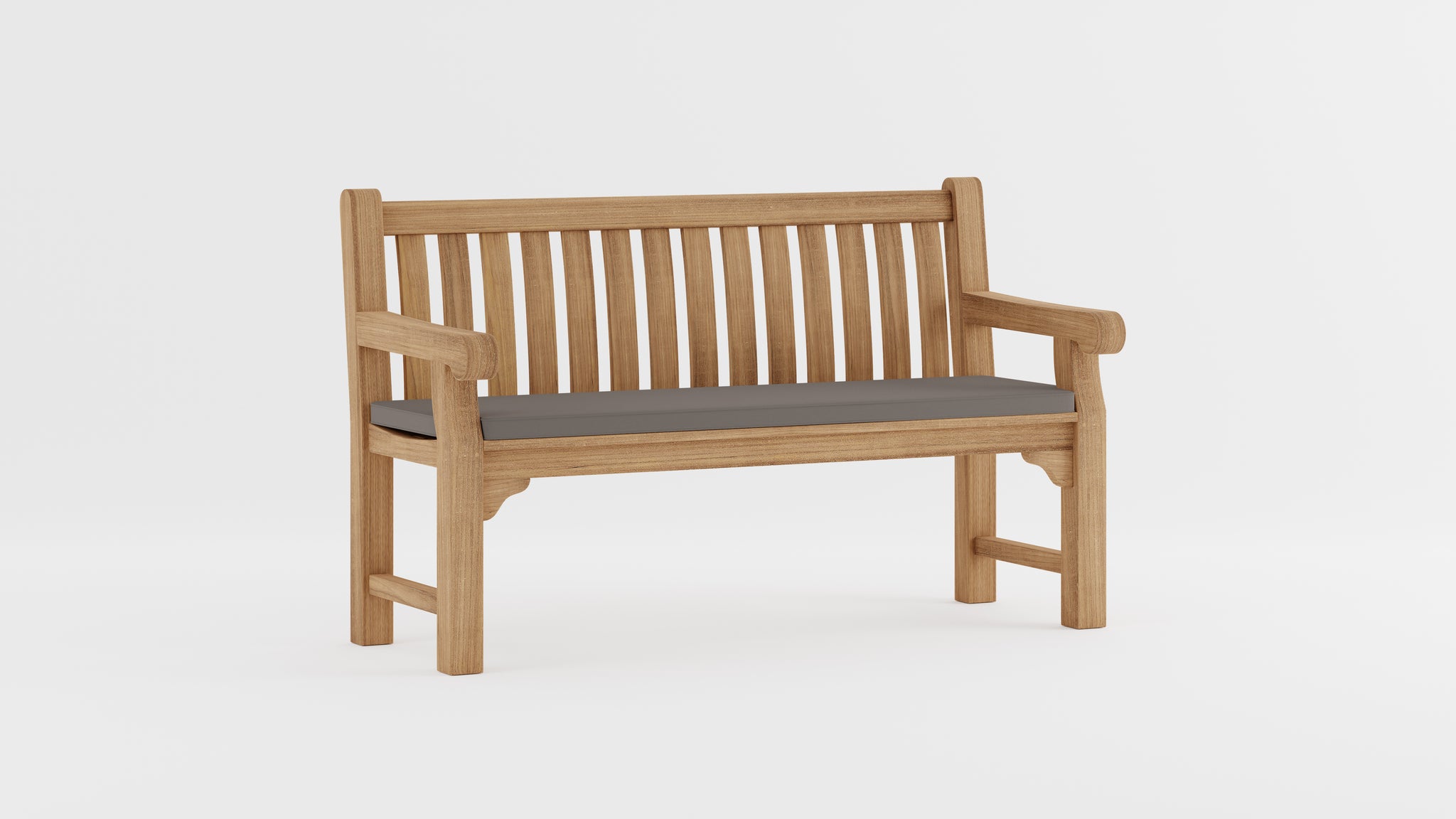 Salisbury Teak Garden Bench with Light Grey Cushion
