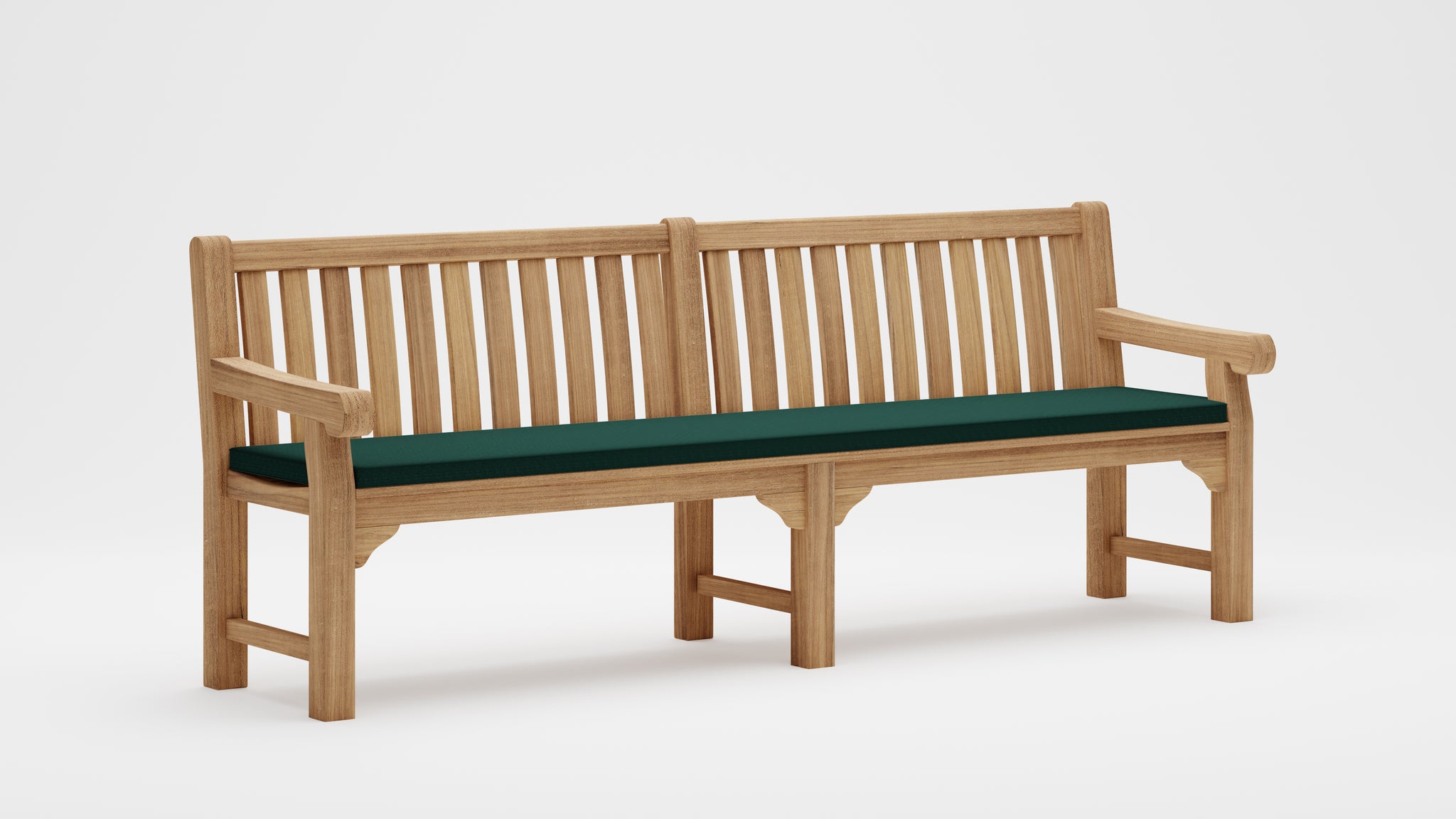 Large Salisbury Teak Bench with Green Cushion