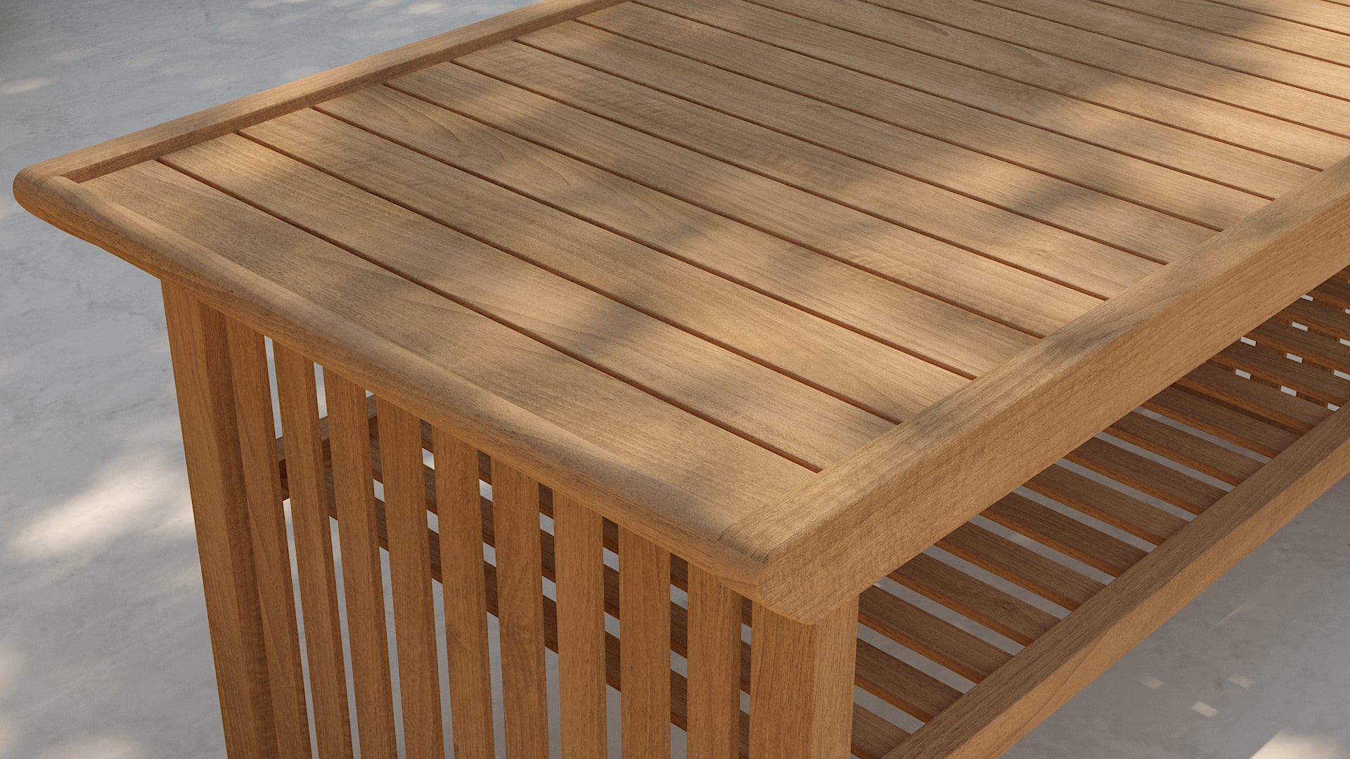 Teak coffee table for conservatory