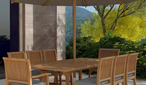 Teak Rectangular Extending Table & 8 Guildford Chair Set Front Angled View