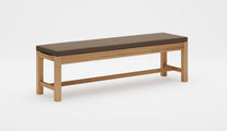 Backless Teak Bench with Taupe Cushion