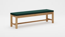 Backless Teak Bench 170cm with green cushion