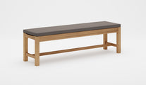 Backless Teak Bench 170cm with light grey cushion