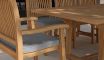 Teak Rectangular Extending Table & 8 Guildford Chair Set Close Up Detail View