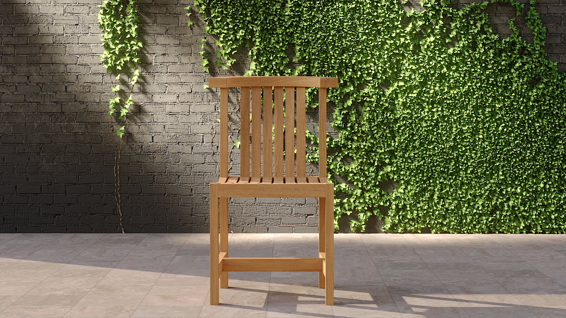 Teak garden chair without arms