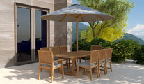 Teak Rectangular Extending Table & 8 Guildford Chair Set  with Light Grey Cushions
