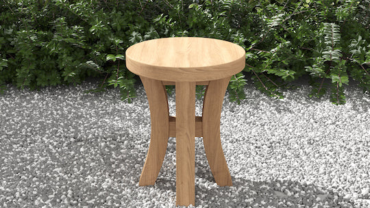Round Teak Stool With Curved Legs