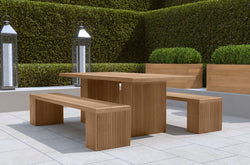 Mayfair Teak garden table and 2 bench set