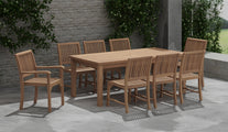 Fixed Rectangular Teak Table with Guildford Teak Dining Chairs